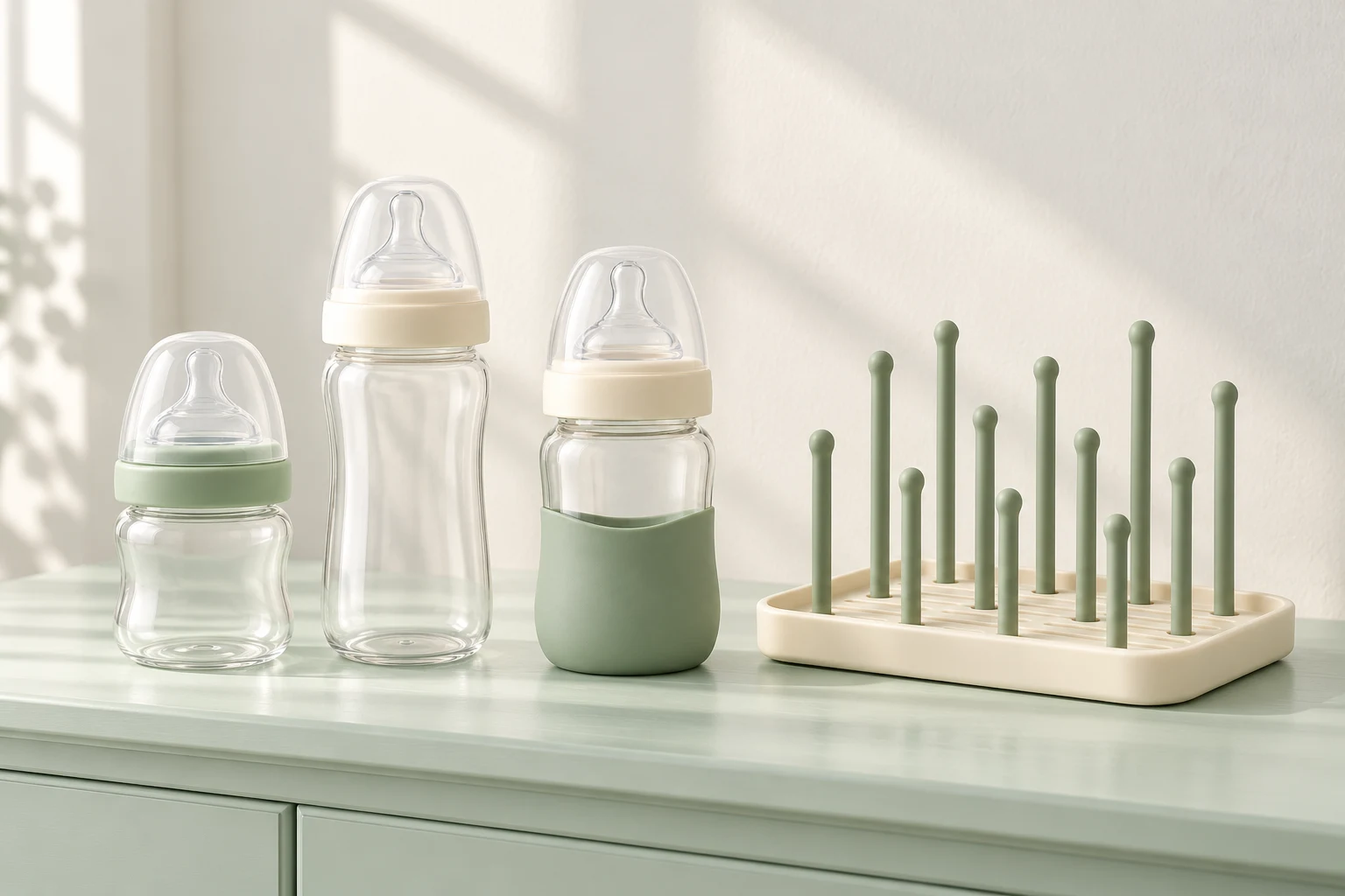 Baby bottle feeding supplies collection
